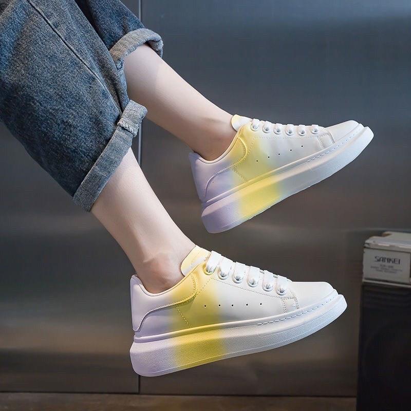 Giày thể thao, sneaker nữ đế bằng phối màu gót cực đẹp cá tính dễ mang phù hợp mọi trang phục