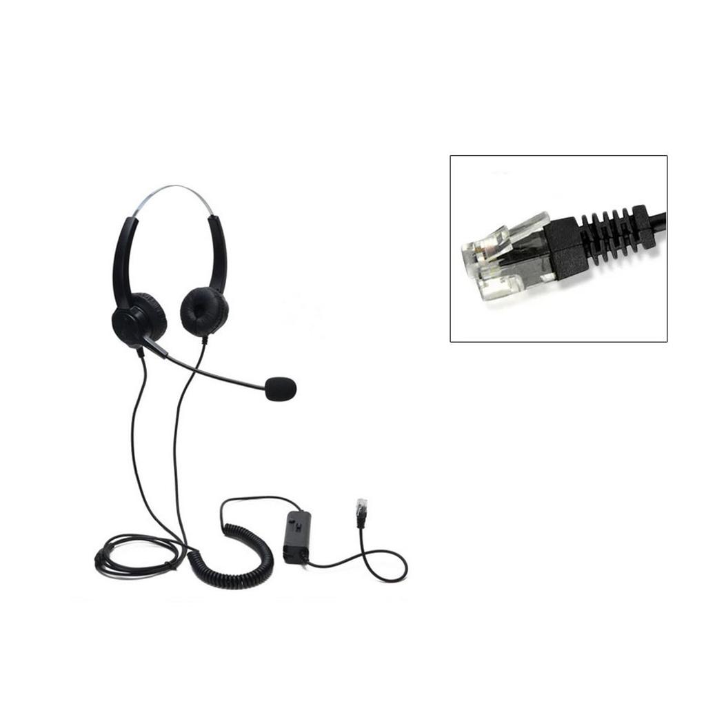 Handsfree Call Center Noise Canceling Binaural Headset RJ9 with Microphone