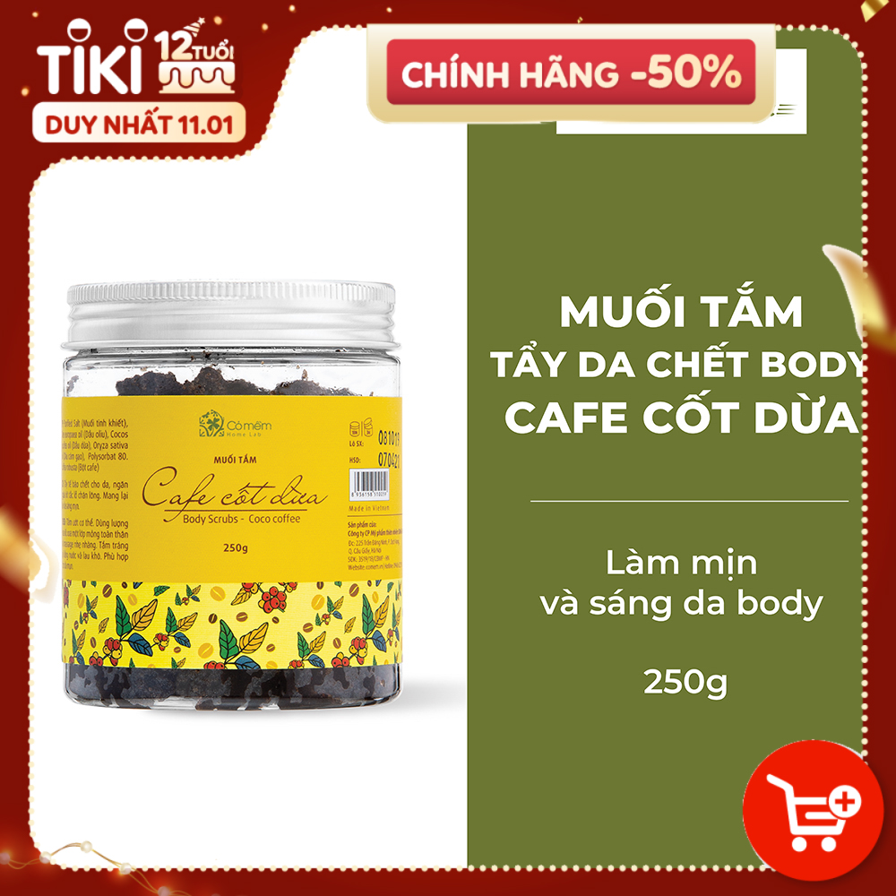 Muối Tắm Tẩy Da Chết Body Cafe Giúp Làn Da Mềm Mại Mịn Màng Giảm Mụn Lưng An Toàn Từ Thiên Nhiên Cỏ Mềm 250g