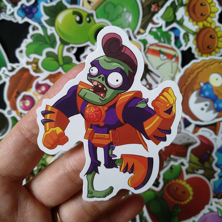 Bộ Sticker dán cao cấp chủ đề PLANTS VS ZOMBIES - Dùng dán Xe, dán mũ bảo hiểm, dán Laptop...