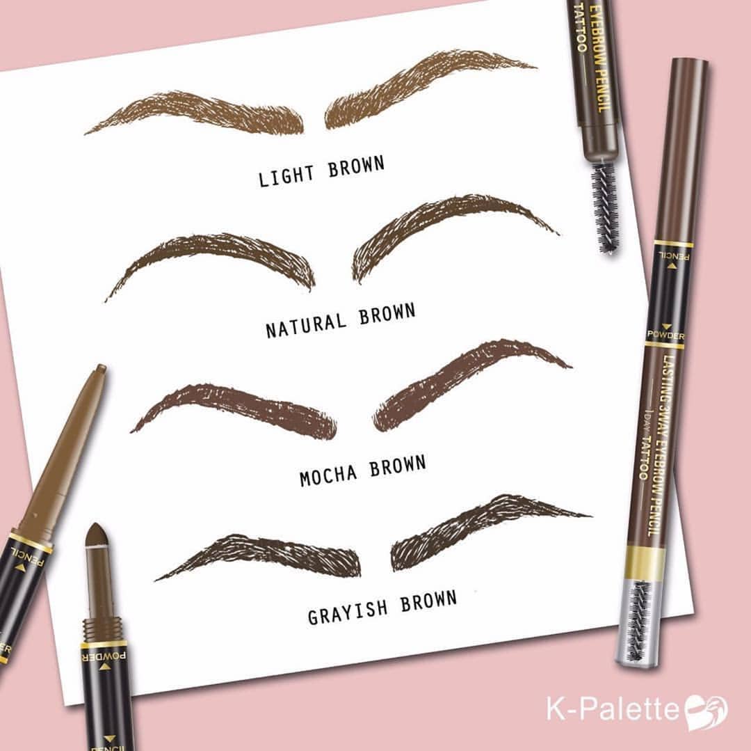 Bút Vẽ Lông Mày 3 Đầu Nhật Bản, Đầu Chì, Đầu Bột, Cọ Chải, K-Palette Eyebrow Pencil, Chống Lem, Lâu Trôi, Bền Màu 24h (02 Màu nâu tự nhiên)