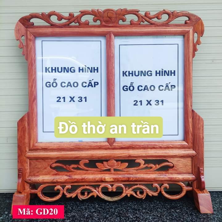 Khung ảnh thờ, khung hình thờ đôi gỗ hương kích thước 21×31 cm