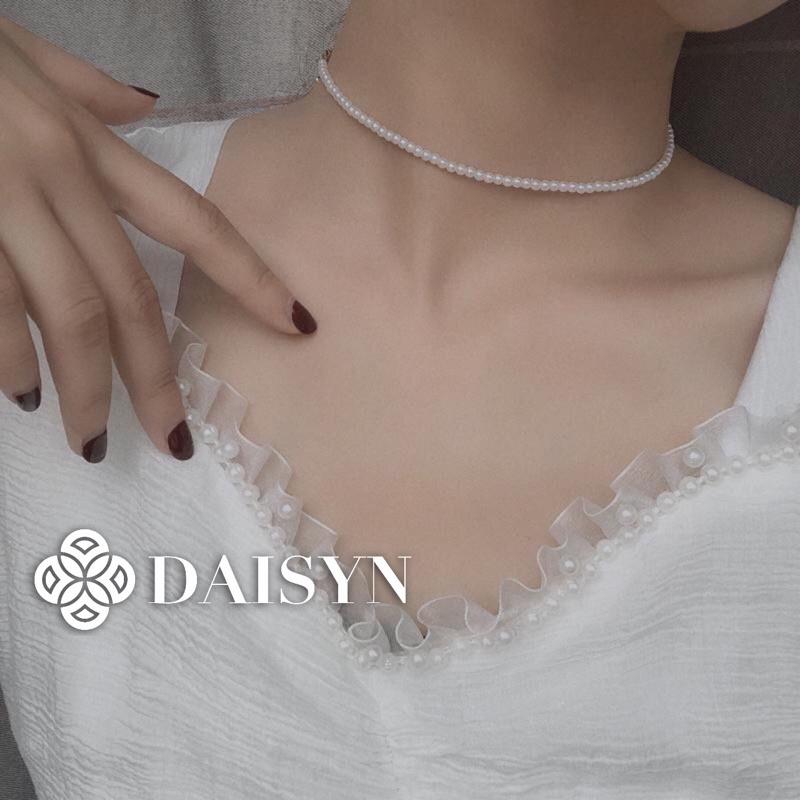 N399 vòng cổ hạt Trai, dây chuyền hạt bẹt daay chuyền choker hạt 4mm kiểu dáng sang trọng cho nữ