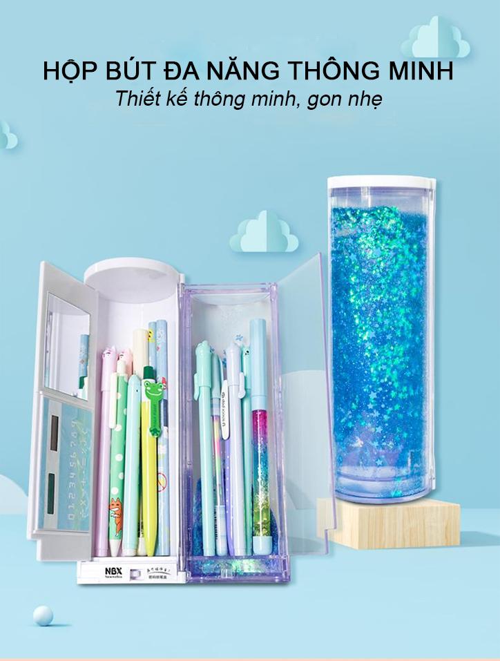 COMBO 2 hộp bút đa năng hiện đại  có mật khẩu cơ xoay số thông minh in hình thủy thủ mặt trăng + xanh dương