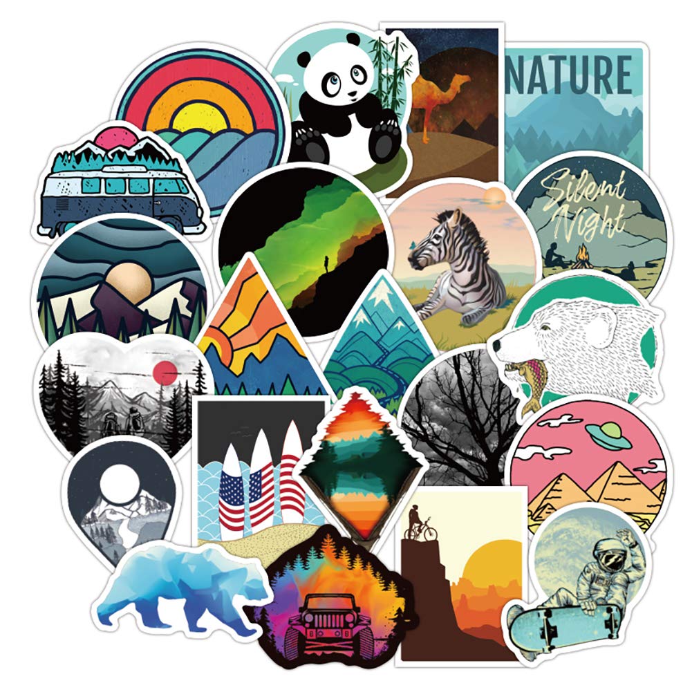 Set 30 Sticker Wilderness Nature, thiên nhiên hoang dã động vật ảnh ép lụa