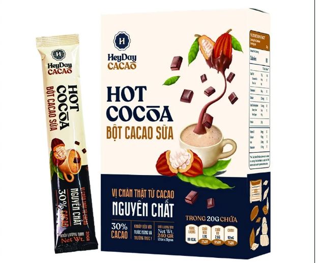 Bột cacao sữa Heyday - Hot Cocoa hộp 12 gói x 20g - Đậm vị chân thật từ cacao nguyên chất