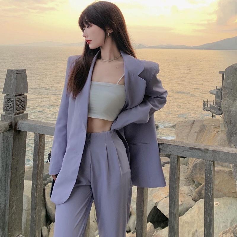 Set đồ Áo Blazer nữ + quần ống xuông phong cách hàn quốc mẫu mới đẹp mã TT01