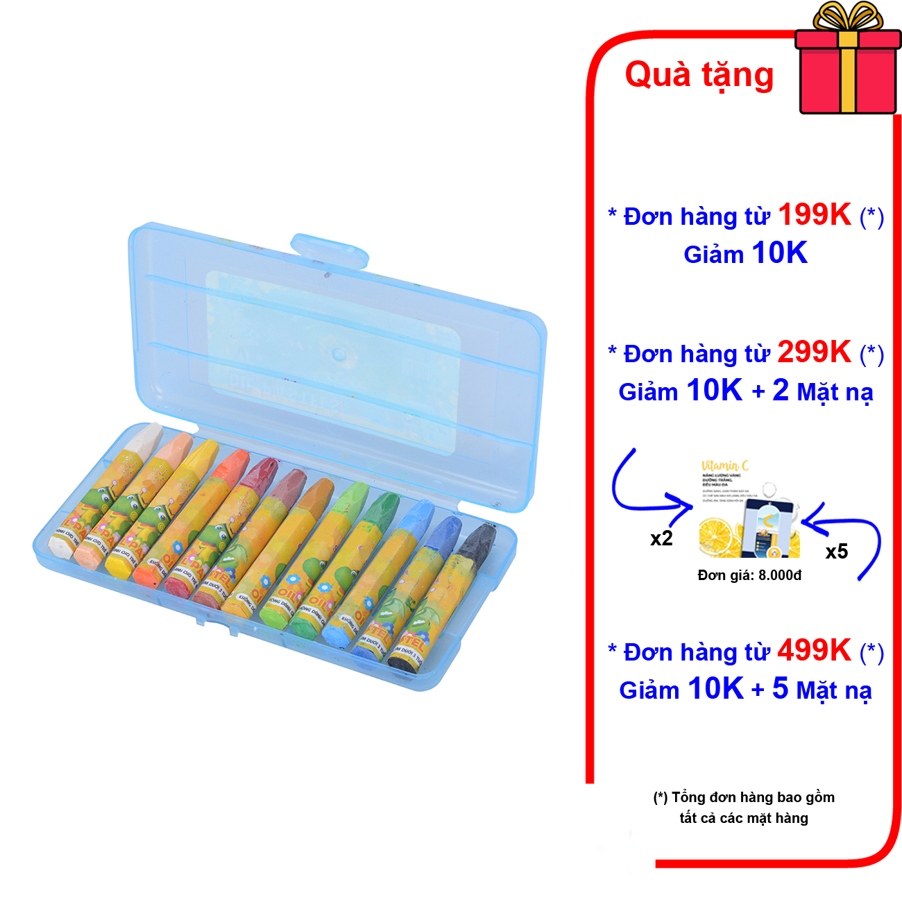 Bút sáp dầu hộp nhựa 12 màu, 24 màu, 48 màu