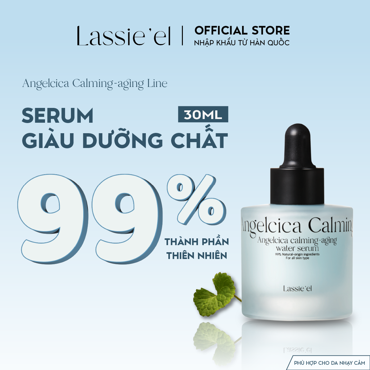 Serum Lassie'el chiết xuất từ thiên nhiên ngăn ngừa lão hóa dưỡng ẩm phục hồi sáng da mờ thâm mụn 30ml Hàn Quốc