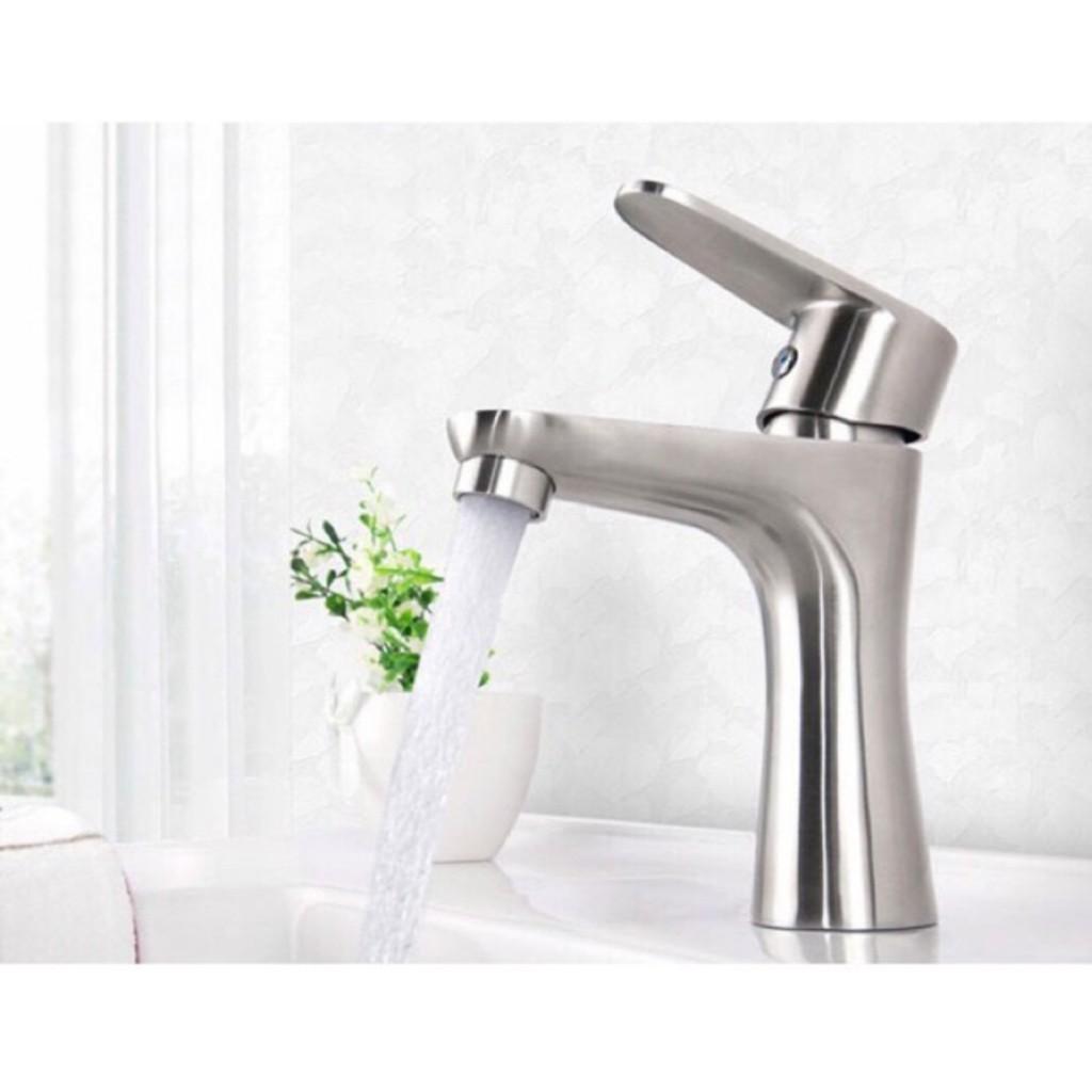 VÒI LAVABO NÓNG LẠNH CAO CẤP 304 CAO 20cm.
