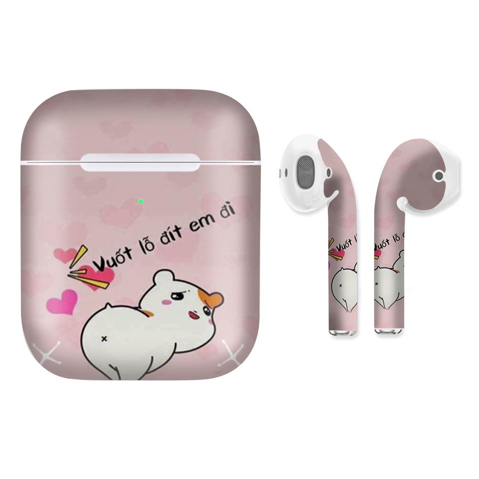 Miếng dán skin chống bẩn cho tai nghe AirPods in hình fun - fun020 (bản không dây 1 và 2)