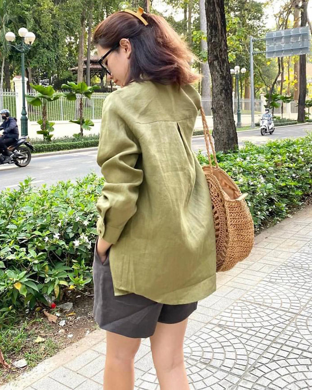 Áo sơ mi nữ dài tay form rộng Basic Linen tưng premium cao cấp