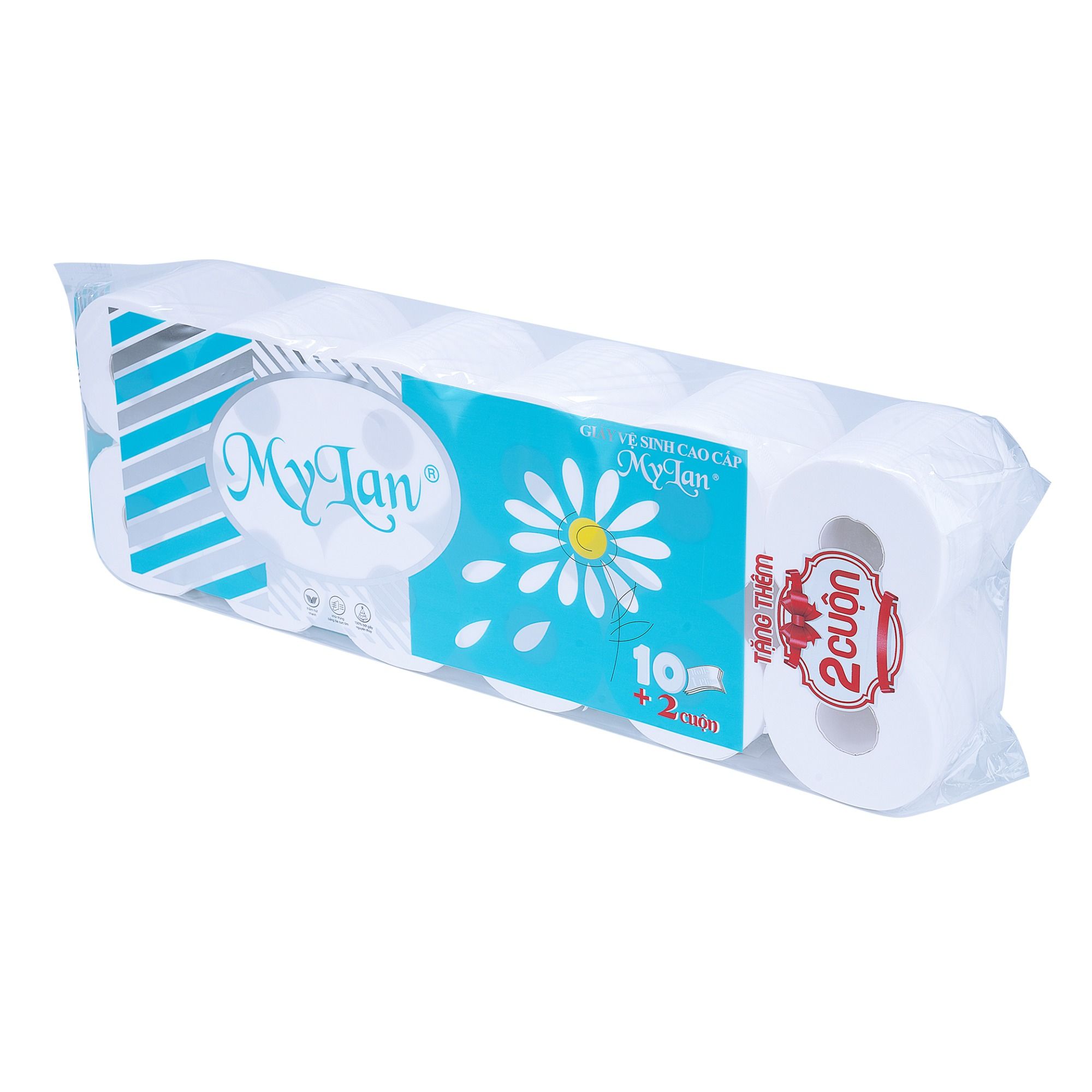 Lốc 12 Cuộn Giấy Vệ Sinh Cao Cấp MyLan Hoa Cúc 4 Lớp Giấy