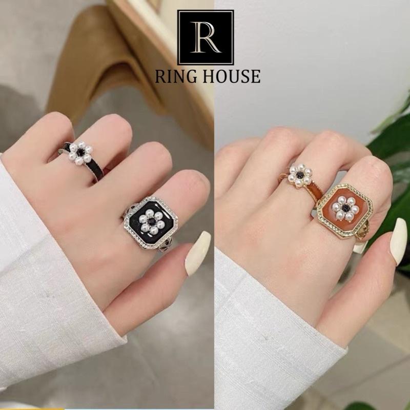 Set Nhẫn Nữ Hai Chiếc Hoa Phong Cách Vintage Đẹp Ring House