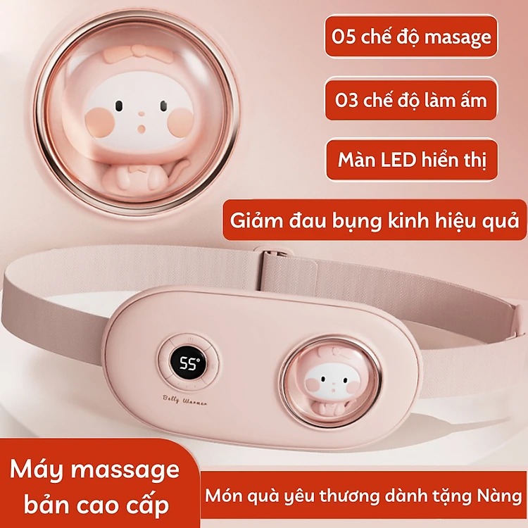 Đai chườm nóng bụng kinh Herlife, Máy massage bụng kinh giúp giảm đau bụng kinh nguyệt, làm ấm tử cung cho phụ nữ đến kì