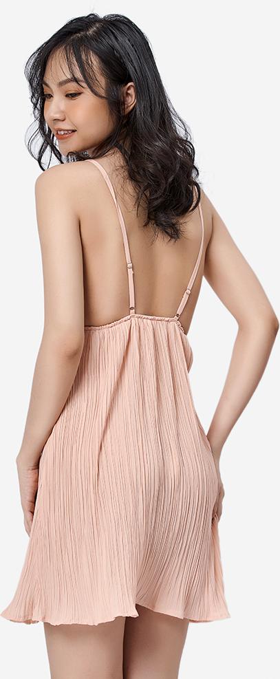 Váy 2 dây voan Pink Stull ren ngực nude