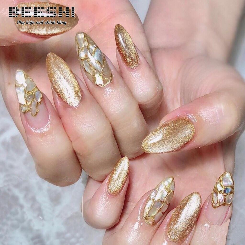 Sơn gel mắt mèo kim cương Huaxi 9D màu vàng, trắng - beeshi shop nail