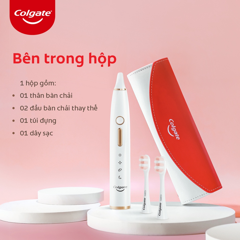 Bàn chải điện Colgate trắng sáng răng công nghệ sóng âm với 33 chế độ chăm sóc nướu