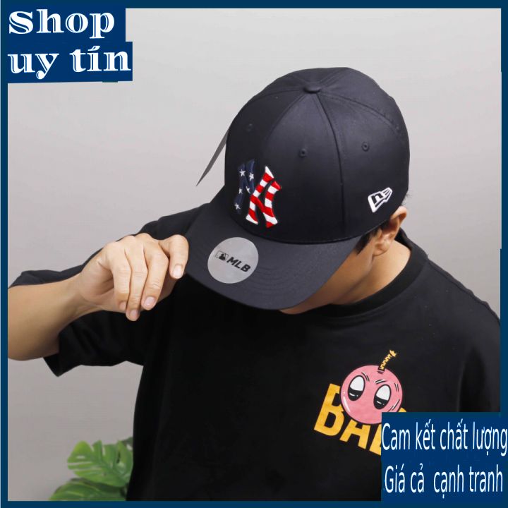 [ Miễn ship / giảm giá ] MŨ NÓN LƯỠI TRAI NAM NỮ NY THÊU CỜ  CAO CẤP - màu đen