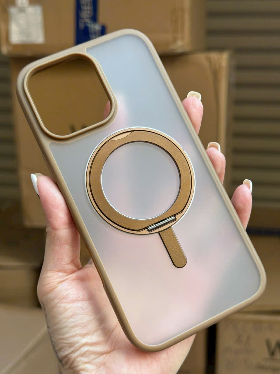 Ốp nhám viền TPU HYBIR cao cấp, hỗ trợ từ tính có chân đế xoay 360 độ dành cho iphone 16pro – 16promax – Hàng chính hãng