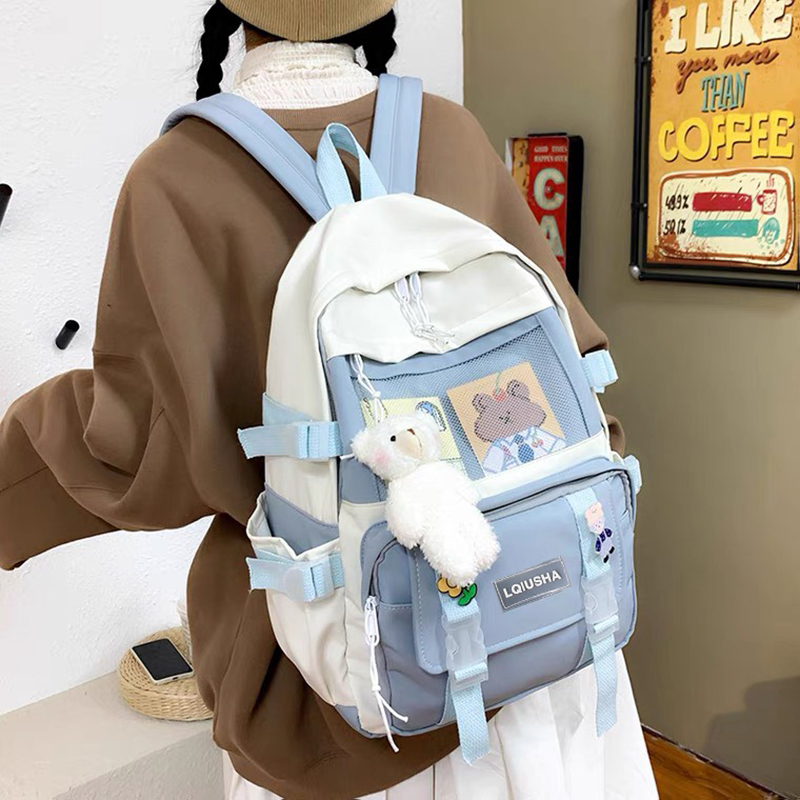 Balo nữ ulzzang Hàn Quốc đi học học sinh, sinh viên nhiều ngăn tiện dụng, vải mềm mại