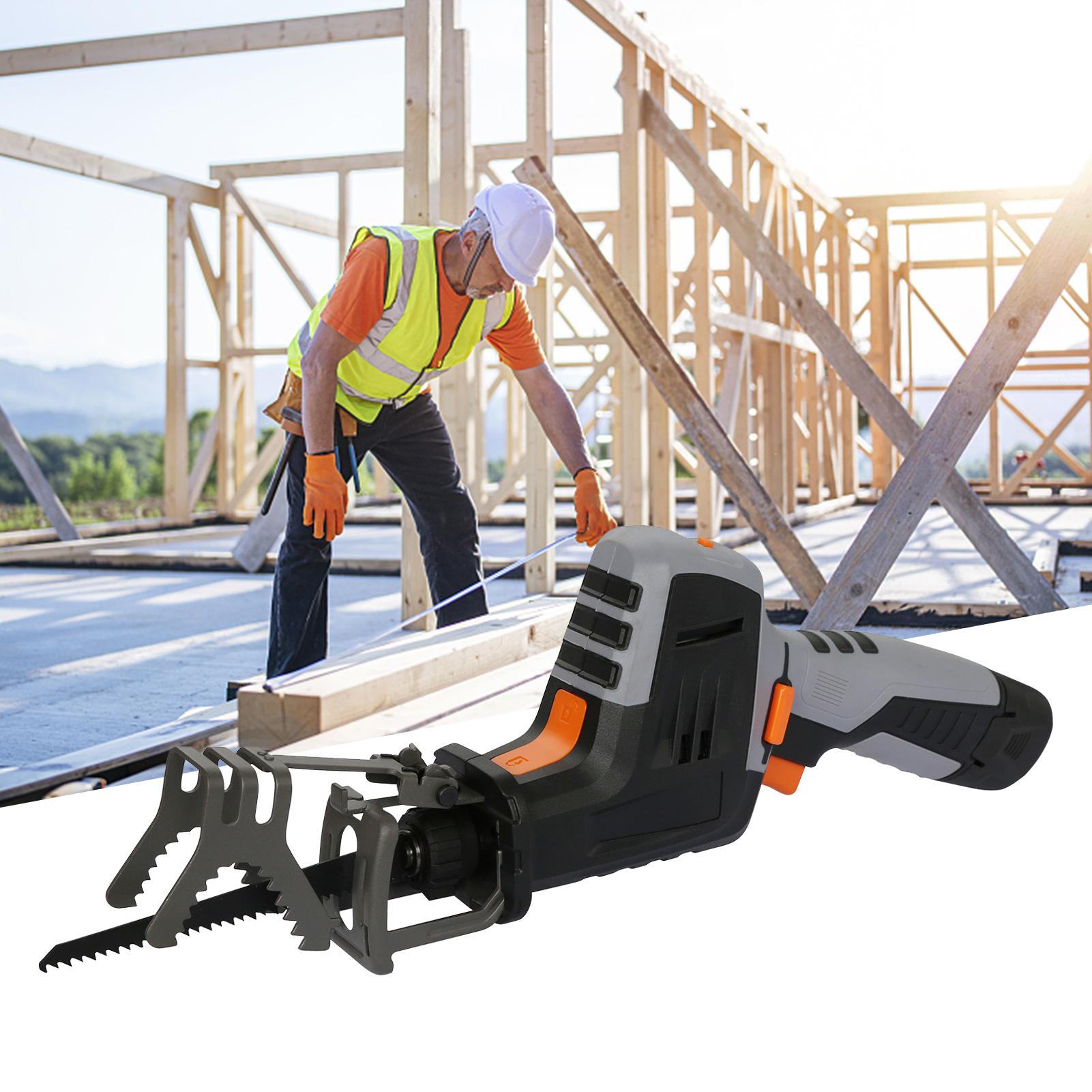 12V Cordless Reciprocating Saw 2500RPM Handheld Electric Saw with 1.5Ah Battery Fast Charger Wood Cutting Saw Blade Branches Sawing Woodworking Power Tool
