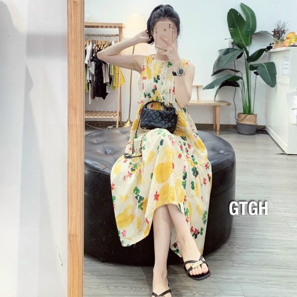 Váy bầu thời trang thiết kế hoa nhí chất Lụa Hoa -đầm bầu xinh freesize từ 45 đến 70kg