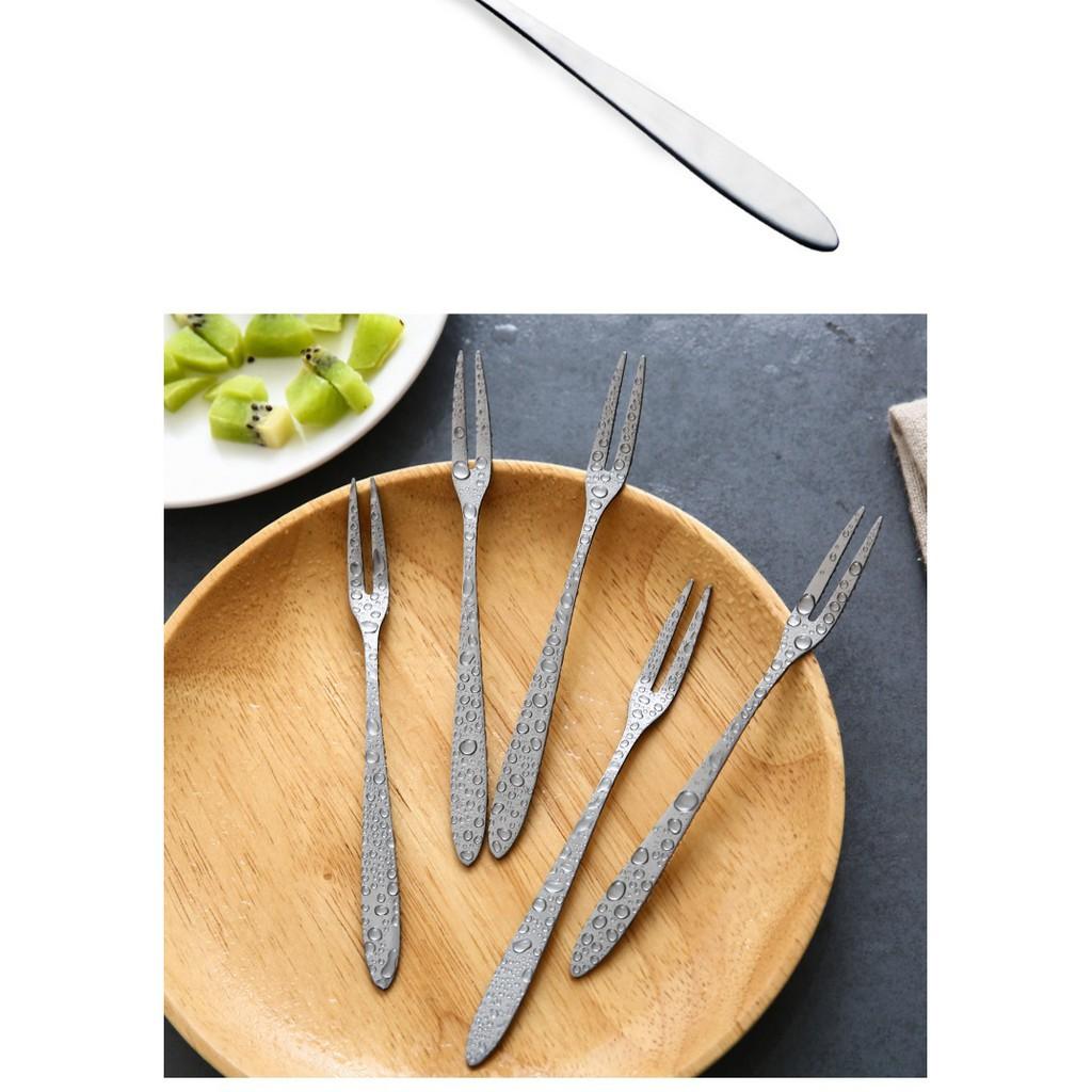 Nĩa xiên hoa quả, đồ ăn bằng inox loại 2 RĂNG
