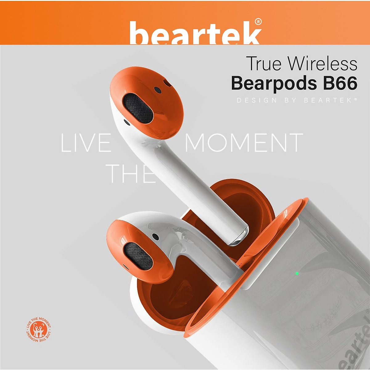 Tai nghe Bluetooth Beartek Bearpods B66 True Wireless cao cấp, có định vị, đổi tên, chạm cảm ứng, cửa sổ kết nối - Hàng chính hãng