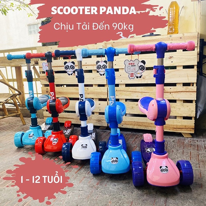 Xe scooter, xe trượt 3 bánh cho bé phát nhạc, đèn kiêm ghế ngồi, có thể gấp gọn