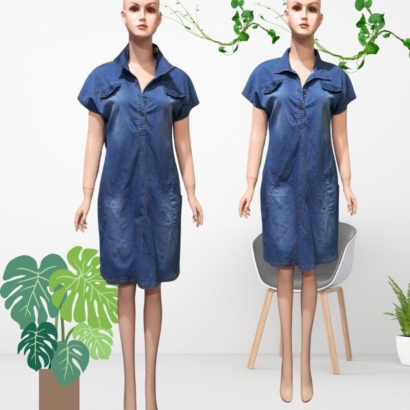 Đầm Jean Suông Phong Cách Thời Trang Bụi