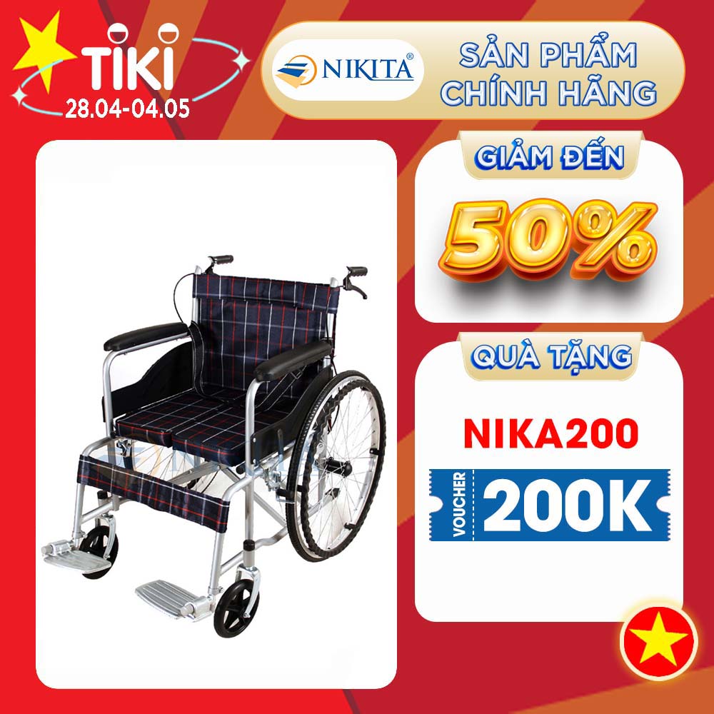 Xe lăn tay cơ bản có đệm cho người cao tuổi, người bệnh, người đi lại khó khăn - NIKITA S213-5CR