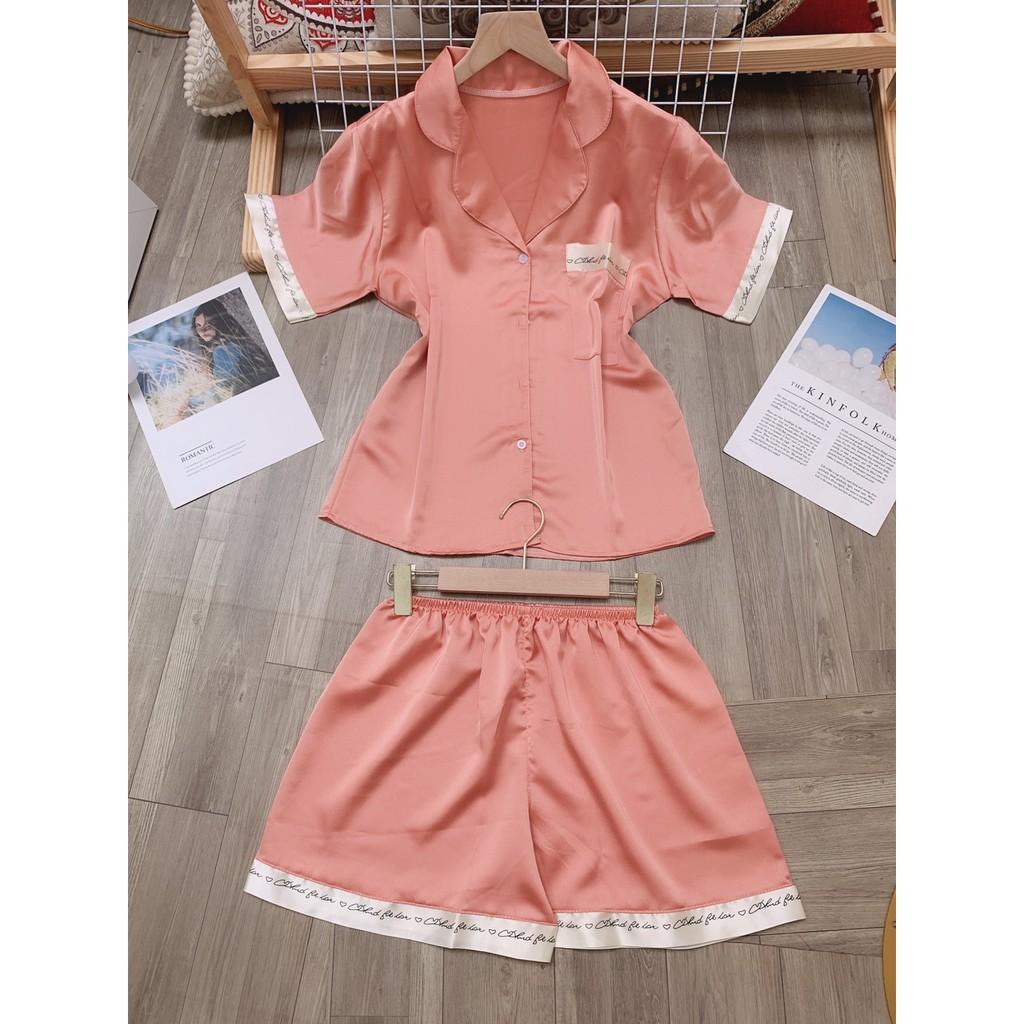 Bộ pijama mặc nhà quần cộc áo cộc chất liệu lụa satin cao cấp Xavia - P1