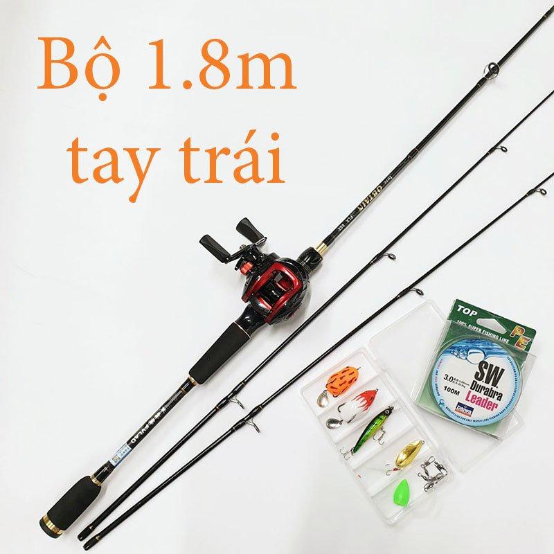 Bộ cần câu lure máy ngang cao cấp FVLAD 1.8m - 2.1m - 2.4m tặng kèm dây câu lure và hộp mồi BCM17 - Ngang