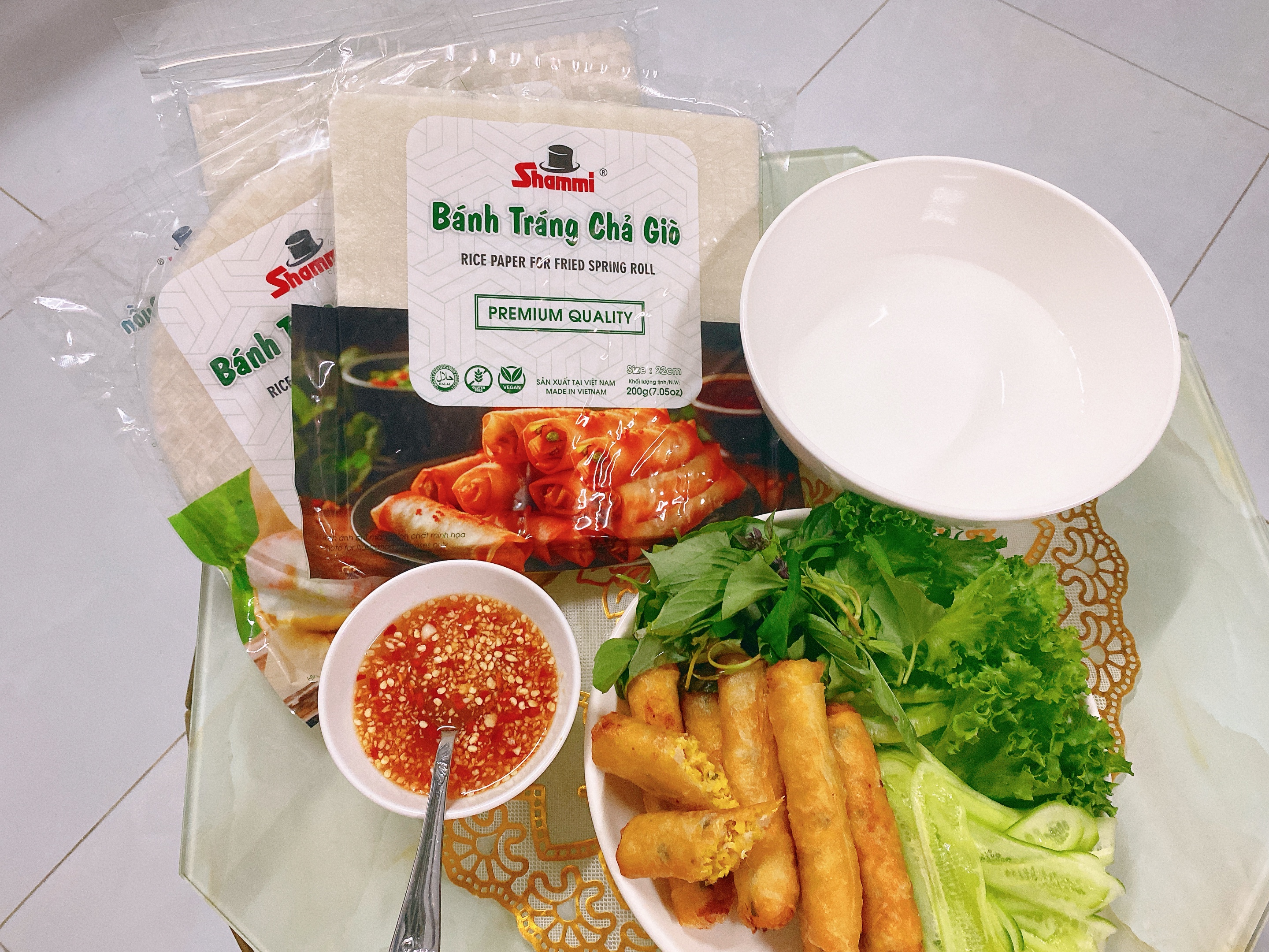 [Sỉ giá tốt] Thùng bánh tráng chả giò Shammi vuông size 22cm túi 200g (bánh đa nem xuất khẩu)