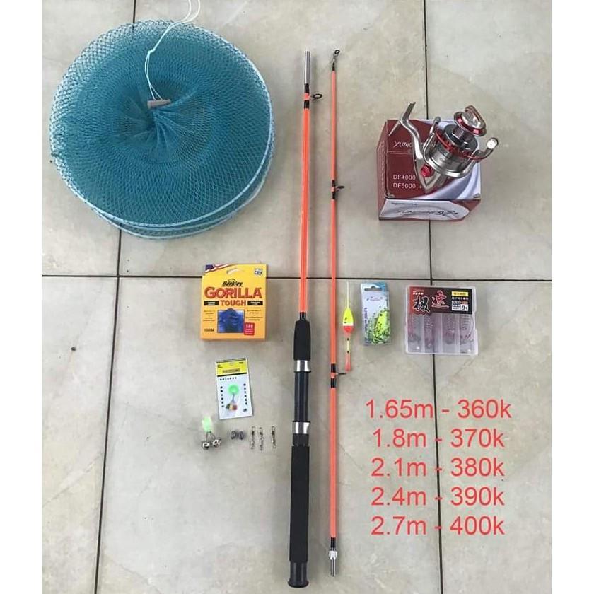 Bộ cần câu 2 khúc 2.7m + máy kim loại 6000 + tặng phụ kiện đầy đủ