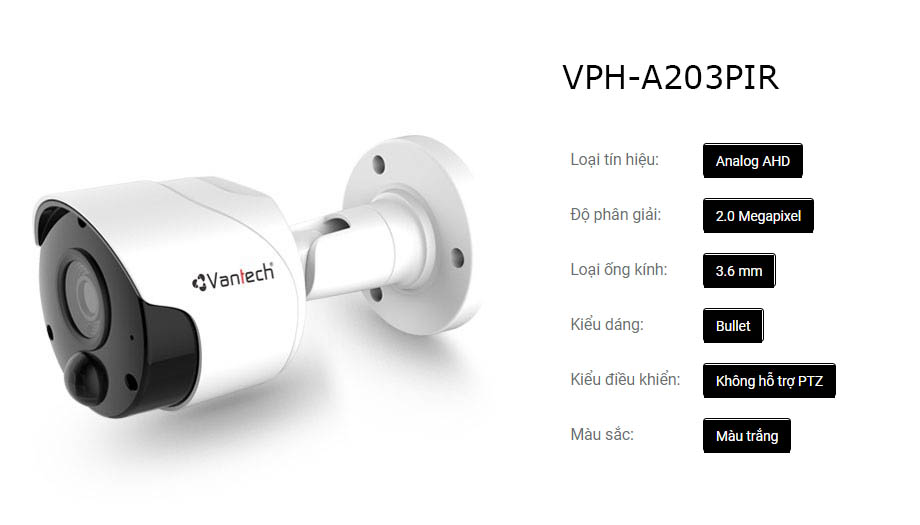 Camera hồng ngoại cảm biến PIR AHD VPH-A203PIR  - Hàng chính hãng