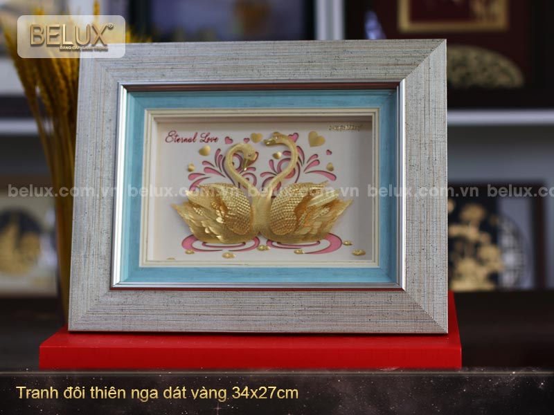 Tranh Đôi Thiên Nga dát vàng 24k - quà tặng ý nghĩa cho người yêu