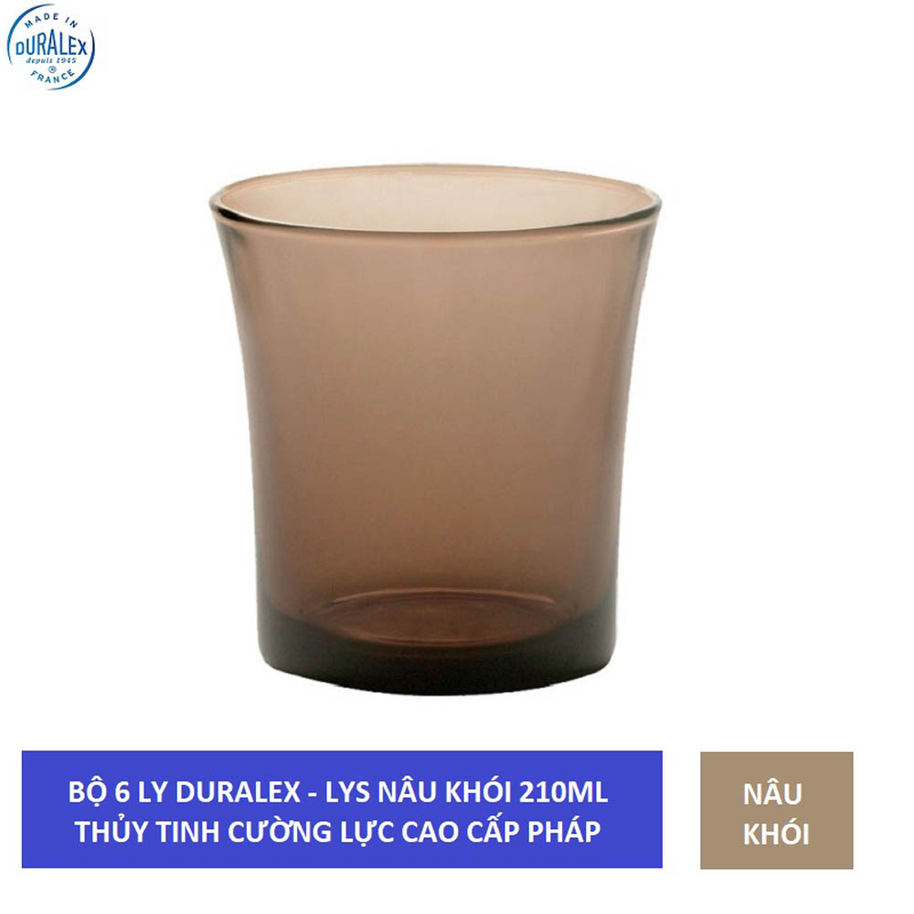 Bộ 6 ly D1011C Duralex - Lys Nâu khói Creole 210ml Thủy tinh cường lực cao cấp Pháp