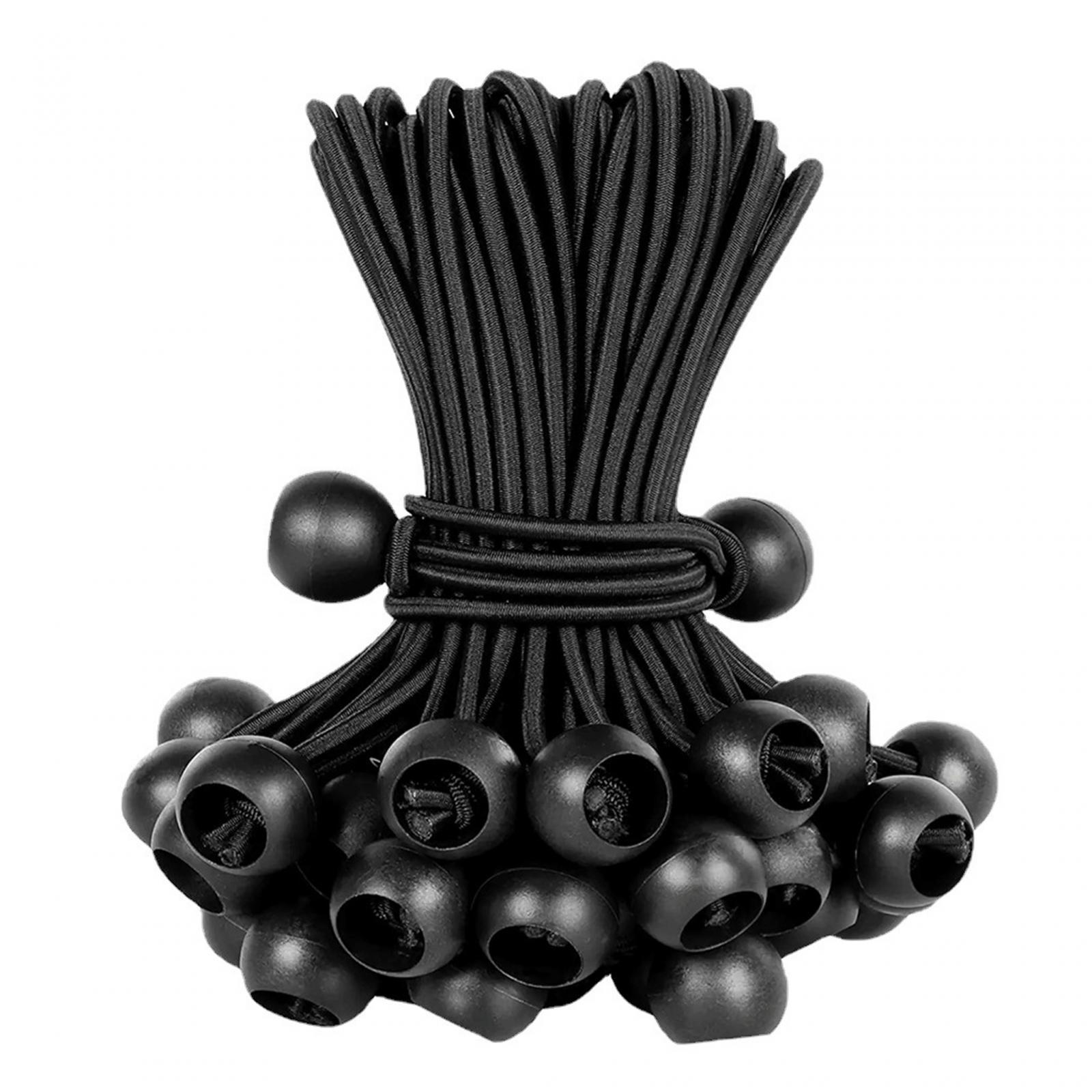 100 Pieces 15cm Ball Bungee Cords Rope Stretchable Black for Cargo Camping