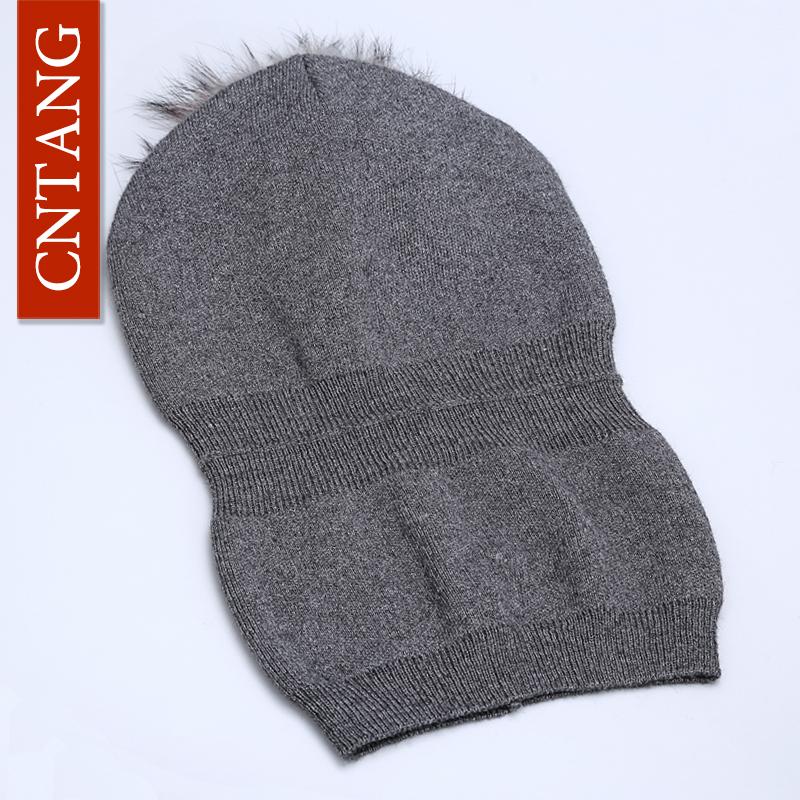 MÙA THU ĐÔNG Len Dệt Kim Mũ Nam Nữ Thời Trang Pompon Beanies Mũ Lông Thú Nữ Ấm Áp Viên Có Đá Tự Nhiên Gấu Trúc Lông Thú mũ Lưỡi Trai - one