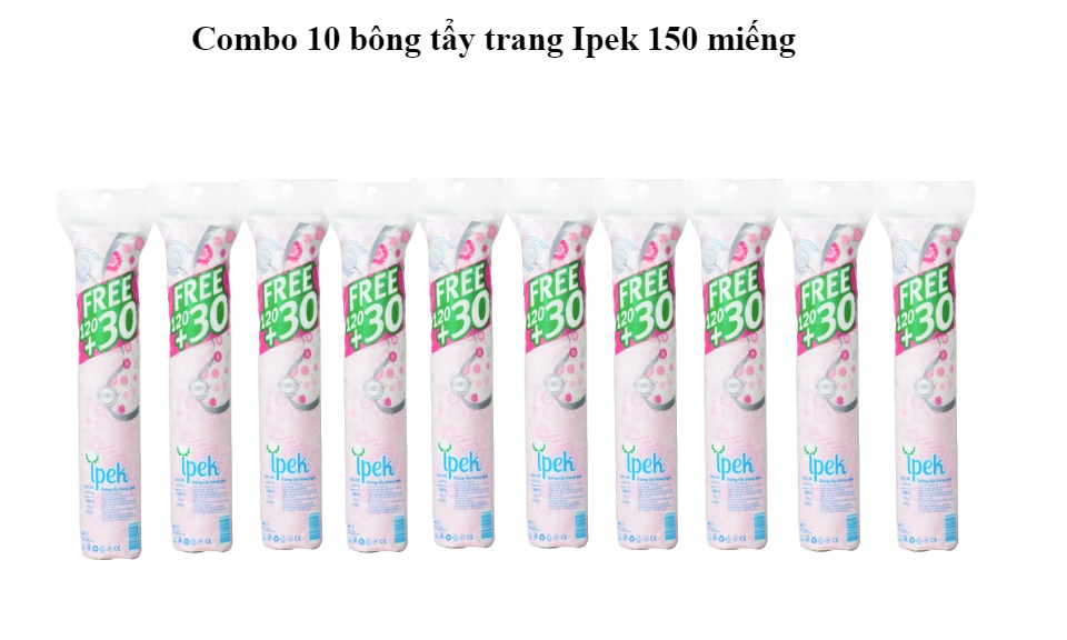 Combo10 Bông tẩy trang siêu mềm mịn IPEK 150 miếng