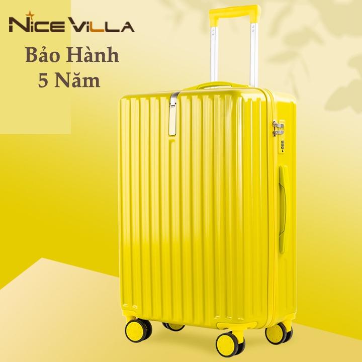 [Hỏa Tốc HCM] Vali Thời Trang Nhựa Dẻo PP Nice villa Chống Va Đập Size 20inch &amp; 24inch - Màu Vàng