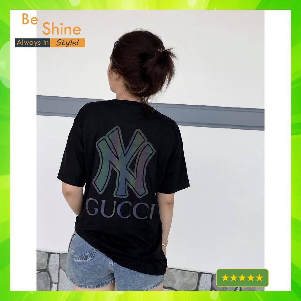 Áo Thun NY Unisex Form Rộng Phản Quang Đa Sắc Thời Trang Nam Nữ Phong Cách Hàn Quốc Áo Phông Cotton Áo Đôi 7 Màu