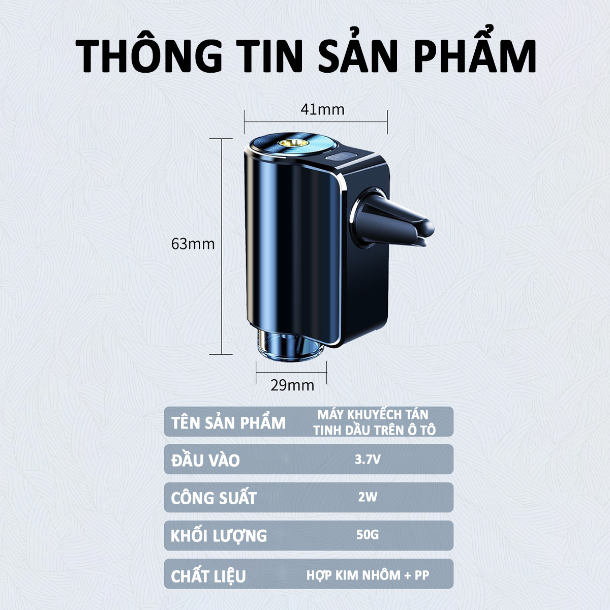 Máy khuếch tán tinh dầu trên ô tô, tích hợp đèn LED, AI thông minh bắt đầu và dừng lại với xe- D1635