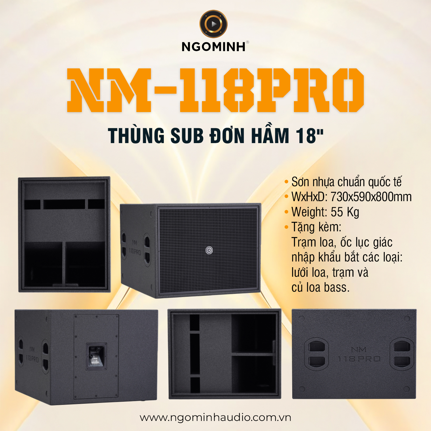 Thùng Sub Hầm Đơn 18″ NM-118PRO - Hàng Chính Hãng