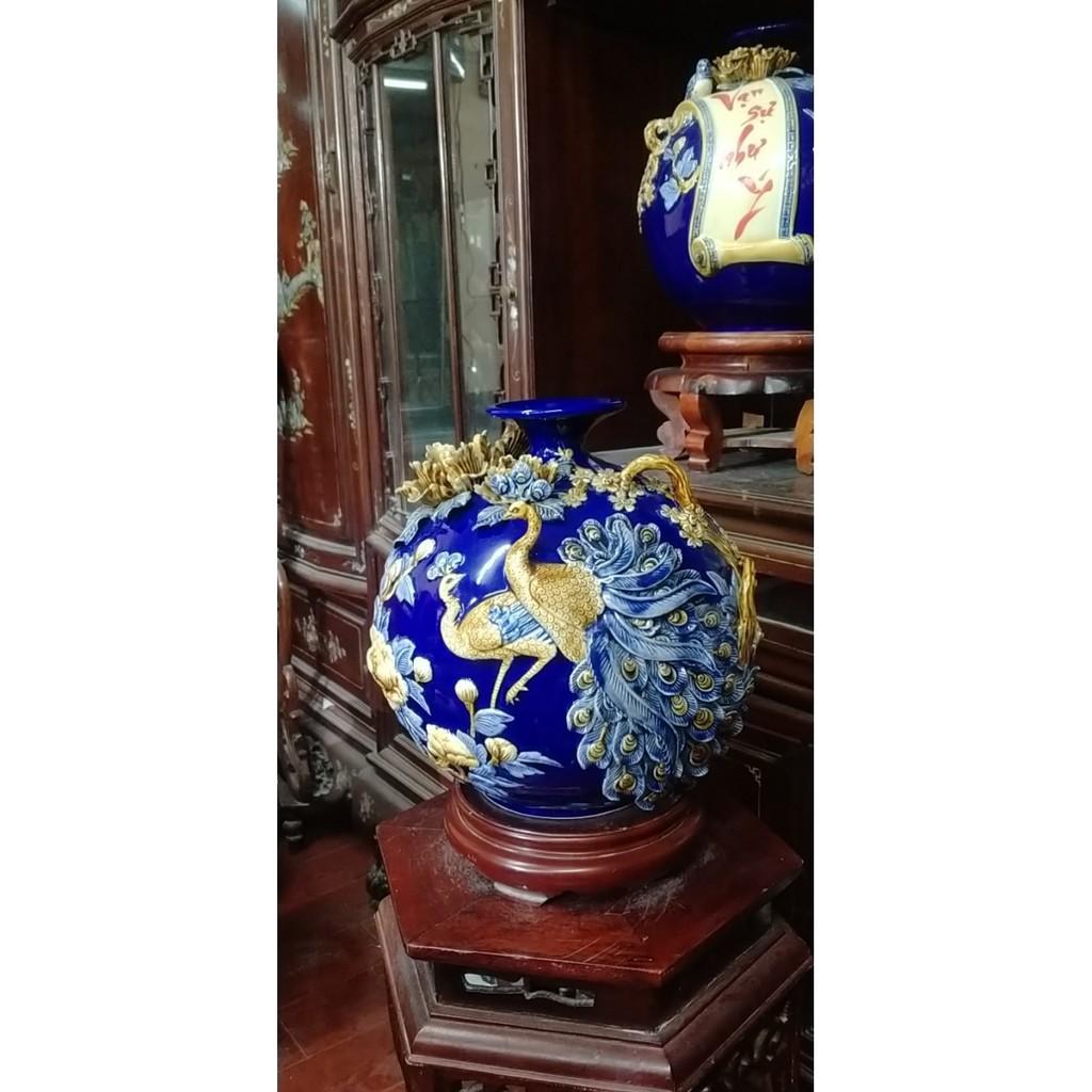 Lọ hoa Hút Tài Lộc Phú Quý Vinh Hoa Công Đào Đắp Nổi