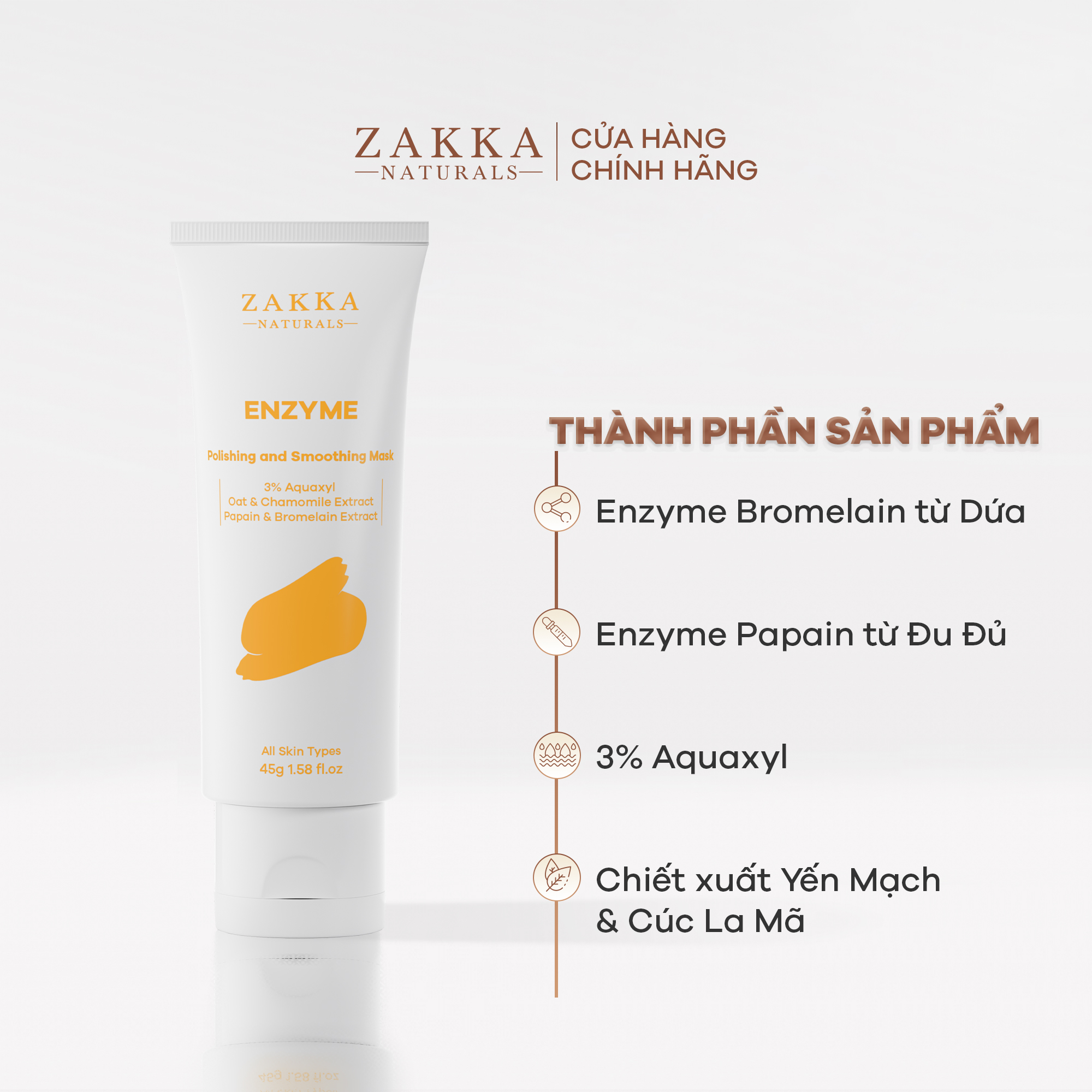 Mặt Nạ Enzyme Zakka Naturals tẩy da chết sinh học Enzyme Polishing and Smoothing Mask 45g