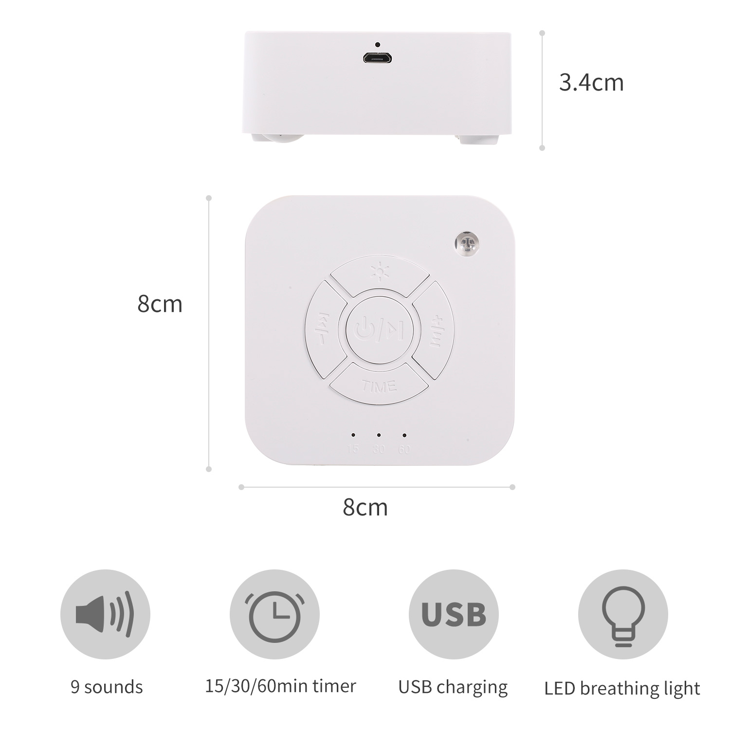 Máy ru ngủ lý tưởng cho người lớn và trẻ em 9 âm thanh, sạc USB