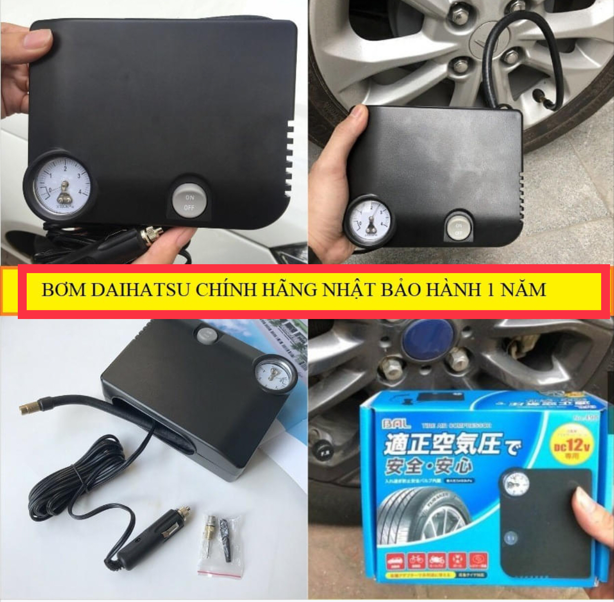 Bơm Lốp Ô TÔ 12V Hàng Nội Địa